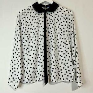 CeCe Black and White Polka Dot Blouse